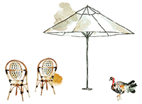 Umbrella + Chairs